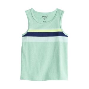 🌻 Jumping Beans Boys Mint Green Blue Striped Tank Size 12M - NWT ☀️